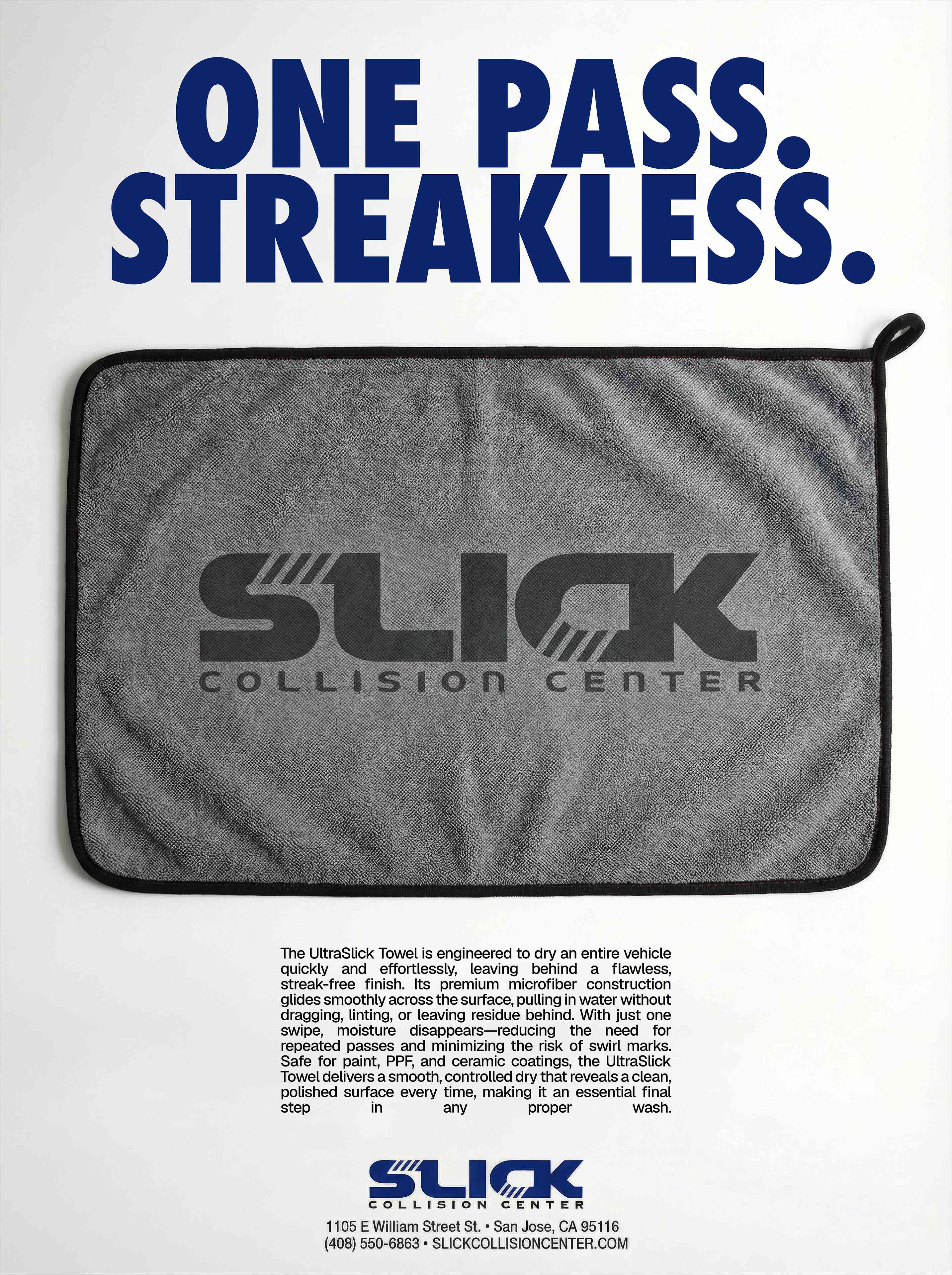 UltraSlick Towel - One Pass. Streakless.